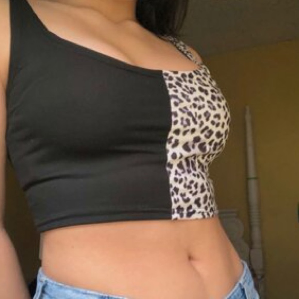 Contrast Leopard Print Crop Cami
